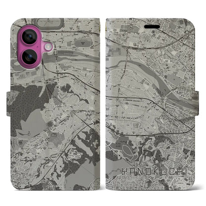 【矢野口（東京都）】地図柄iPhoneケース（手帳タイプ）モノトーン・iPhone 16 Pro 用