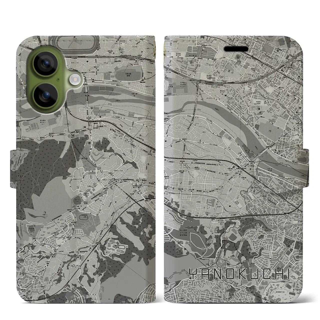 【矢野口（東京都）】地図柄iPhoneケース（手帳タイプ）