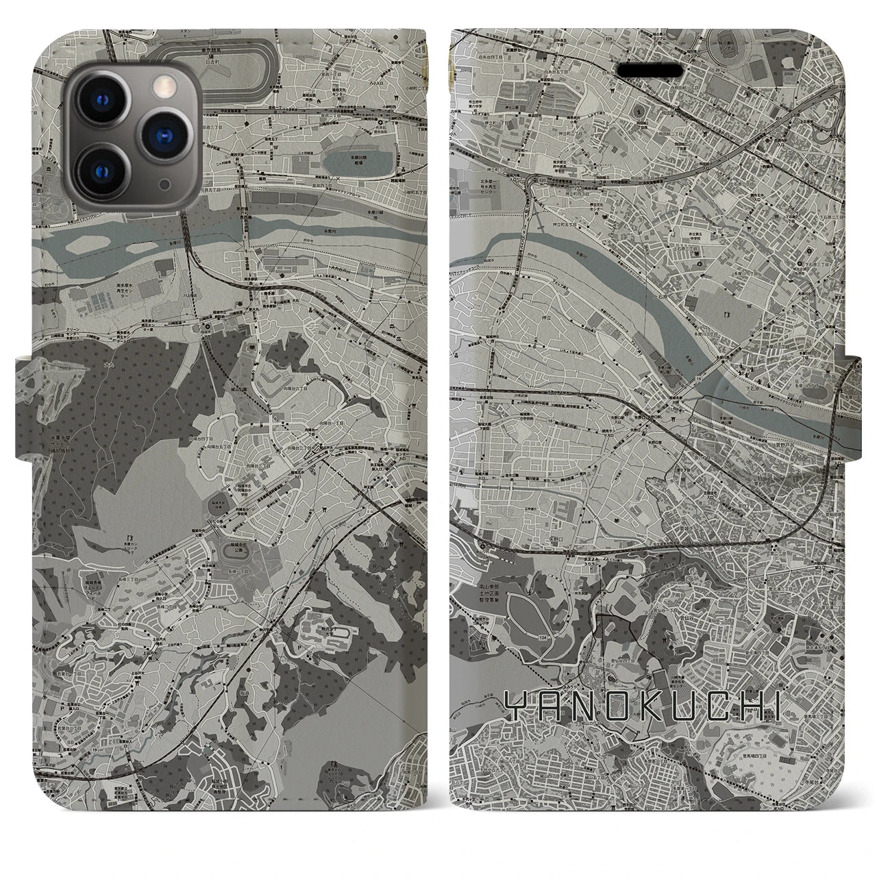 【矢野口（東京都）】地図柄iPhoneケース（手帳タイプ）