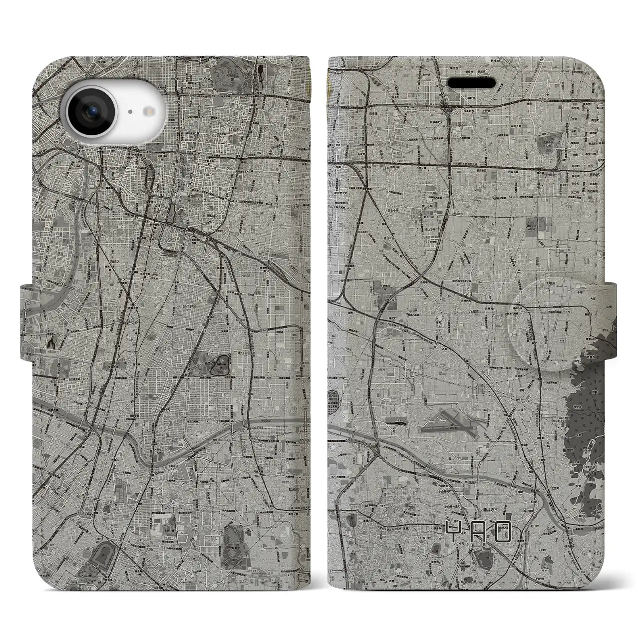 【八尾（大阪府）】地図柄iPhoneケース（手帳タイプ）