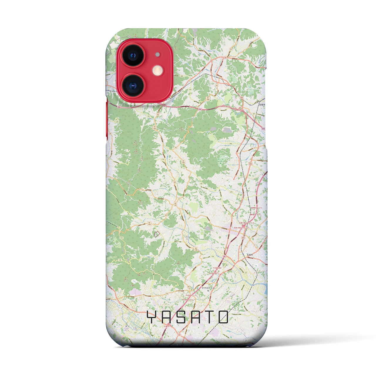 【八郷（茨城県）】地図柄iPhoneケース（バックカバータイプ）ナチュラル・iPhone 11 用