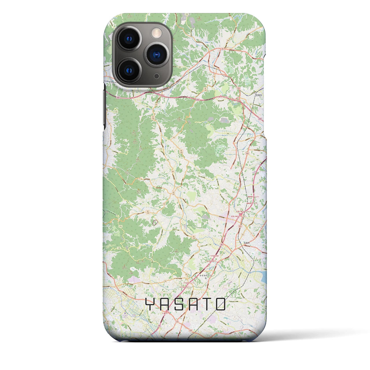 【八郷（茨城県）】地図柄iPhoneケース（バックカバータイプ）ナチュラル・iPhone 11 Pro Max 用