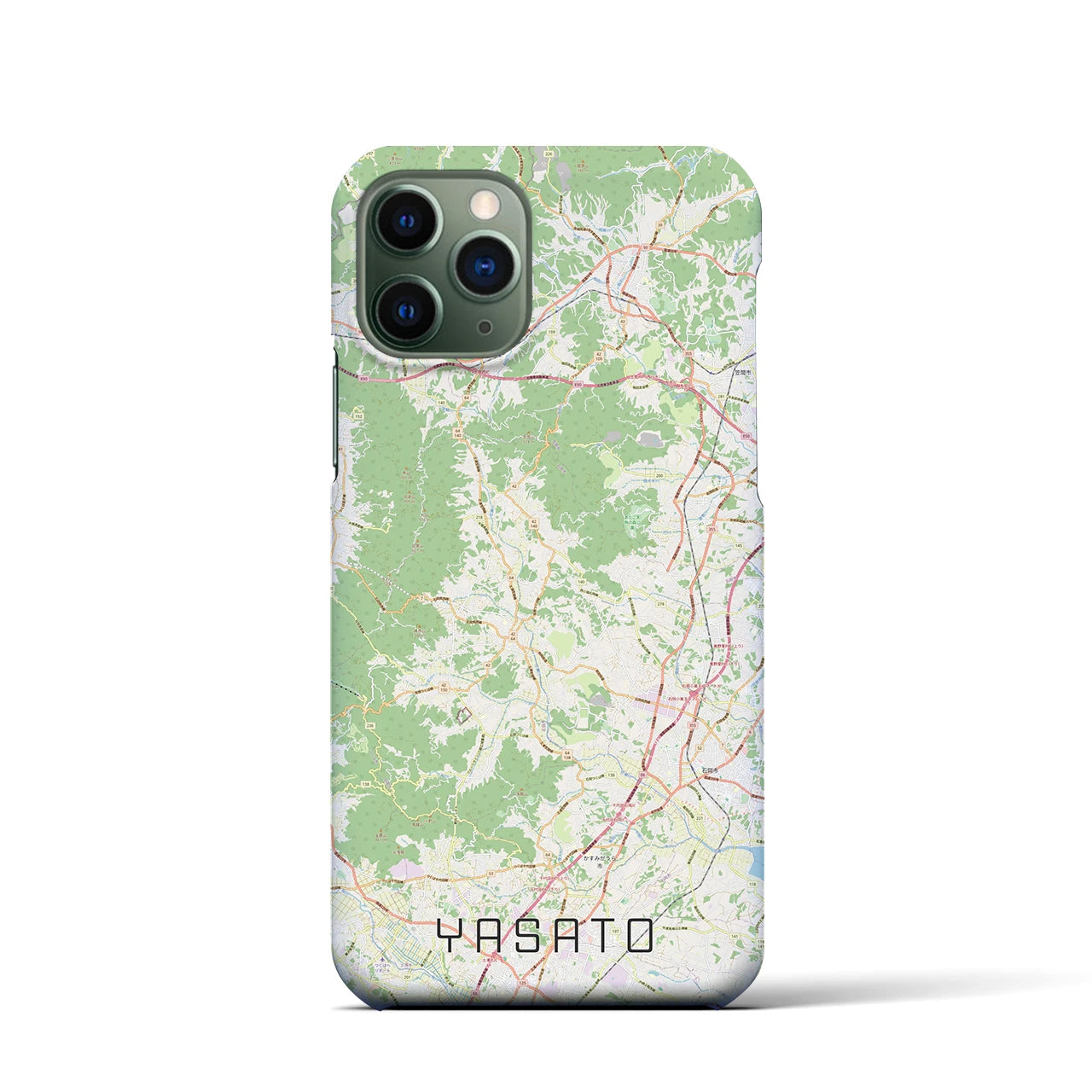 【八郷（茨城県）】地図柄iPhoneケース（バックカバータイプ）ナチュラル・iPhone 11 Pro 用