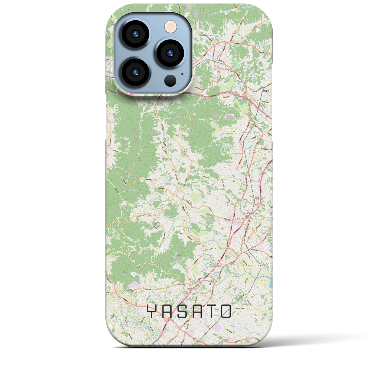 【八郷（茨城県）】地図柄iPhoneケース（バックカバータイプ）ナチュラル・iPhone 13 Pro Max 用