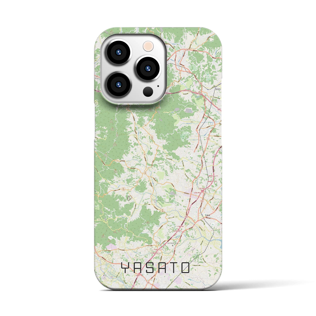 【八郷（茨城県）】地図柄iPhoneケース（バックカバータイプ）ナチュラル・iPhone 13 Pro 用