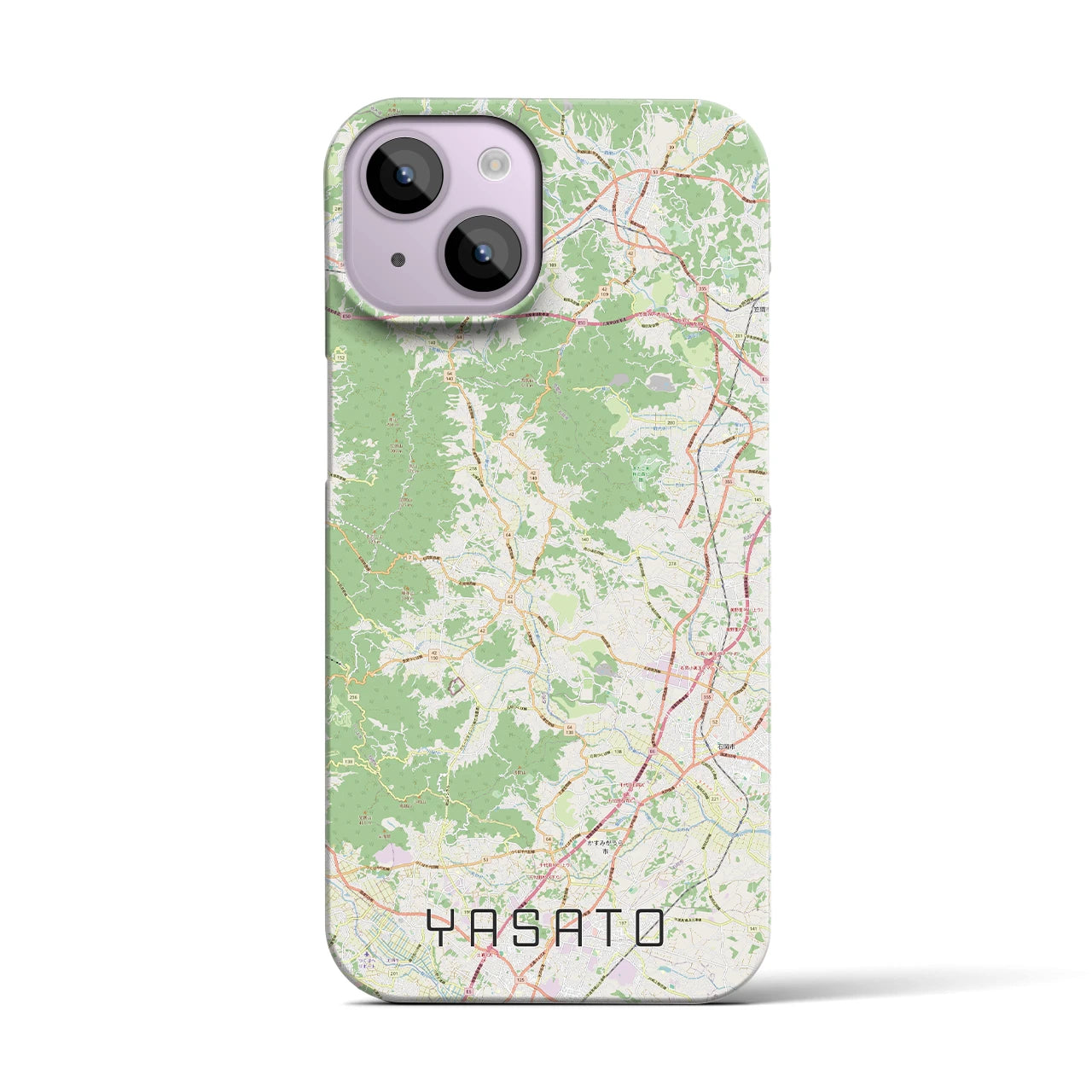 【八郷（茨城県）】地図柄iPhoneケース（バックカバータイプ）ナチュラル・iPhone 14 用