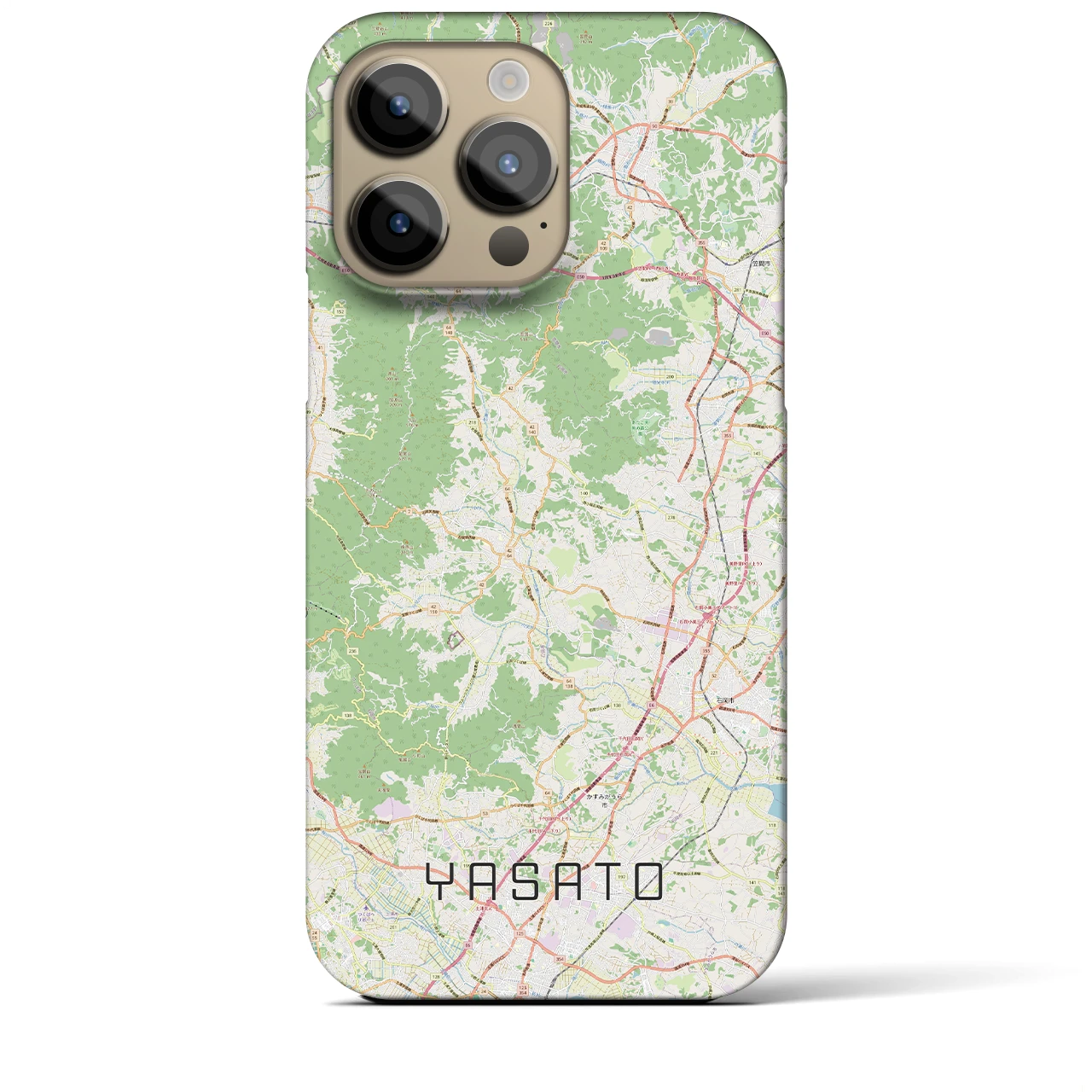 【八郷（茨城県）】地図柄iPhoneケース（バックカバータイプ）ナチュラル・iPhone 14 Pro Max 用