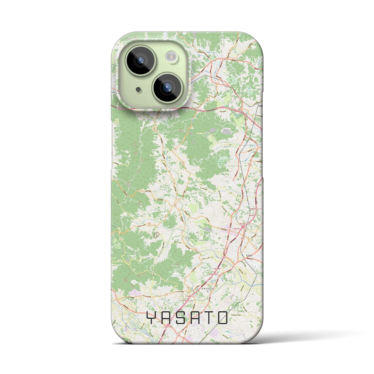 【八郷（茨城県）】地図柄iPhoneケース（バックカバータイプ）ナチュラル・iPhone 15 用