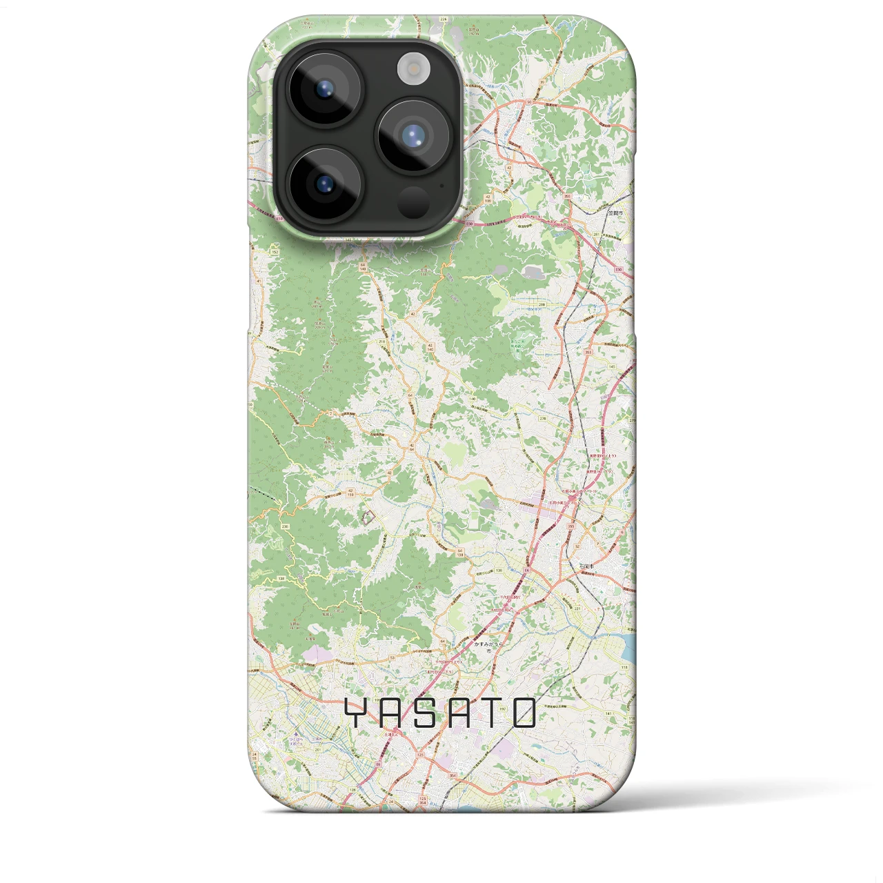 【八郷（茨城県）】地図柄iPhoneケース（バックカバータイプ）ナチュラル・iPhone 15 Pro Max 用