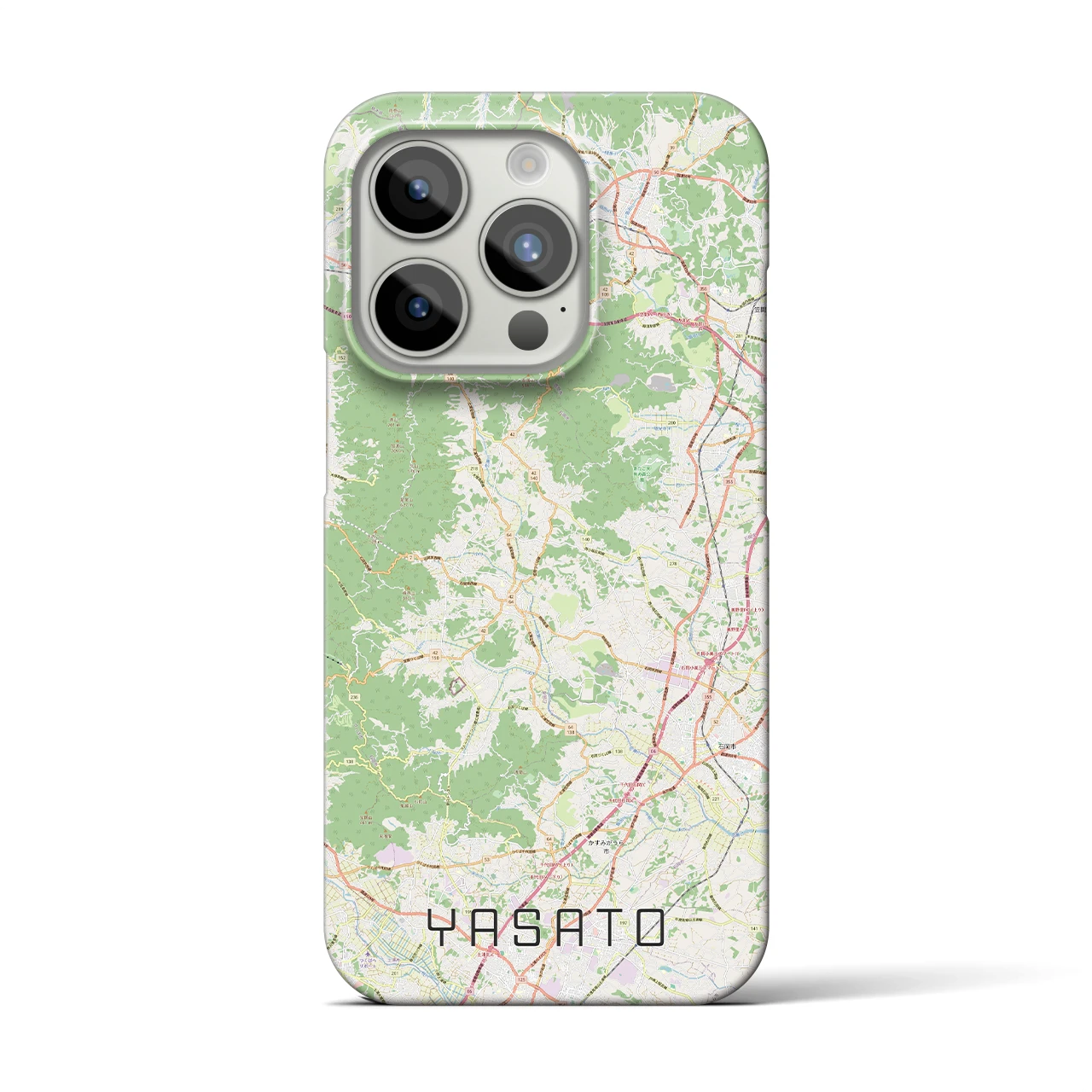 【八郷（茨城県）】地図柄iPhoneケース（バックカバータイプ）ナチュラル・iPhone 15 Pro 用