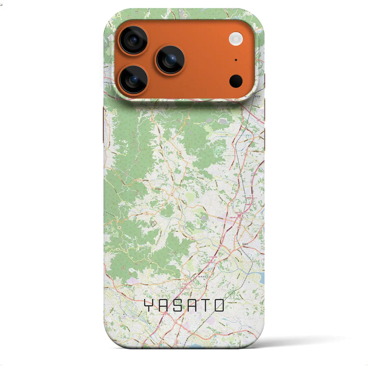【八郷（茨城県）】地図柄iPhoneケース（バックカバータイプ）ブラック・iPhone 17 Pro Max 用
