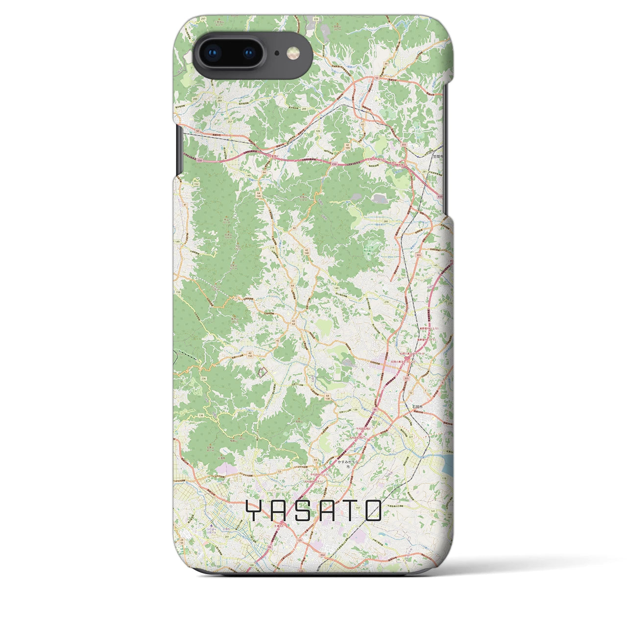 【八郷（茨城県）】地図柄iPhoneケース（バックカバータイプ）ナチュラル・iPhone 8Plus /7Plus / 6sPlus / 6Plus 用