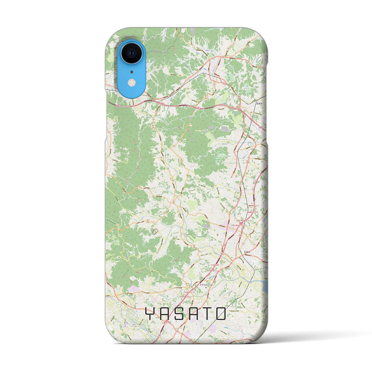 【八郷（茨城県）】地図柄iPhoneケース（バックカバータイプ）ナチュラル・iPhone XR 用