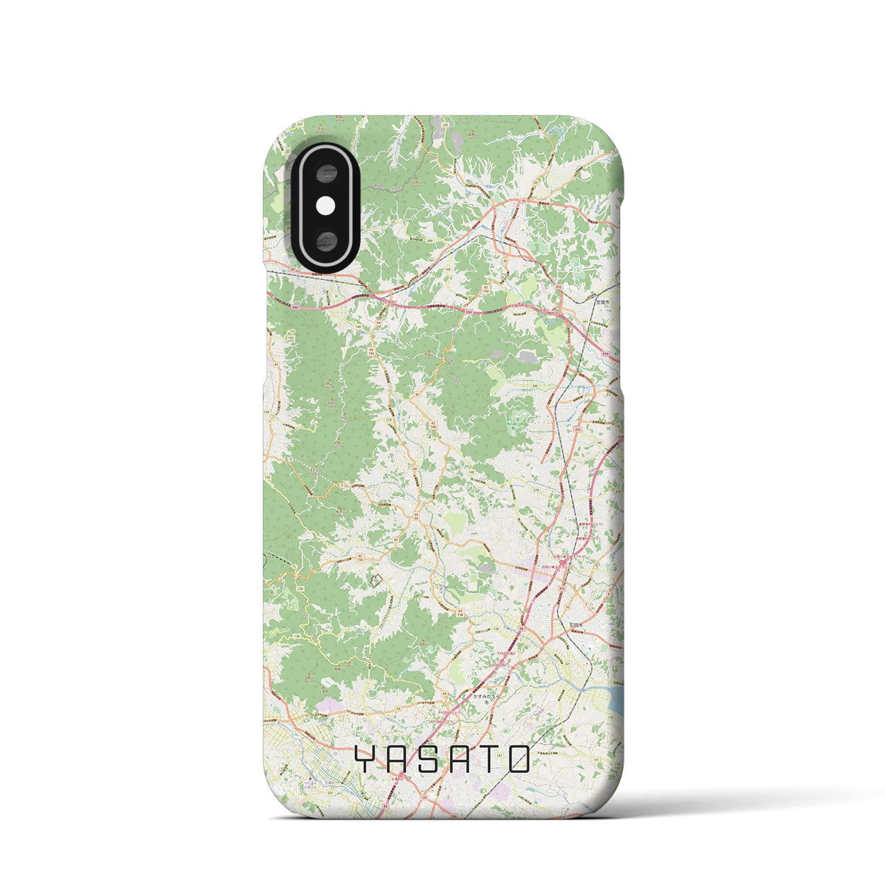 【八郷（茨城県）】地図柄iPhoneケース（バックカバータイプ）ナチュラル・iPhone XS / X 用