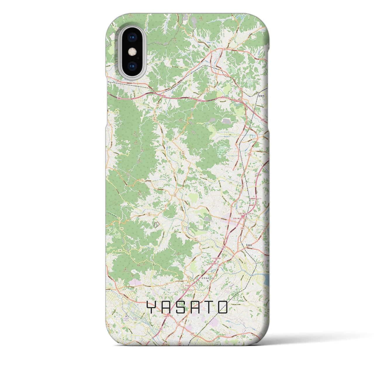 【八郷（茨城県）】地図柄iPhoneケース（バックカバータイプ）ナチュラル・iPhone XS Max 用