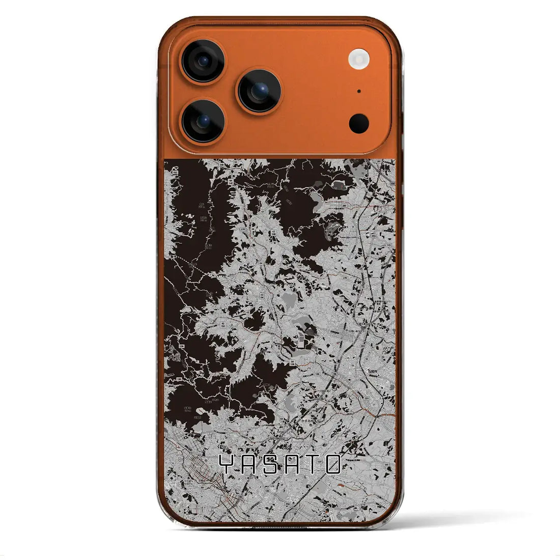 【八郷(茨城県)】地図柄iPhoneケース(クリアタイプ)モノトーン・iPhone 17 Pro Max 用