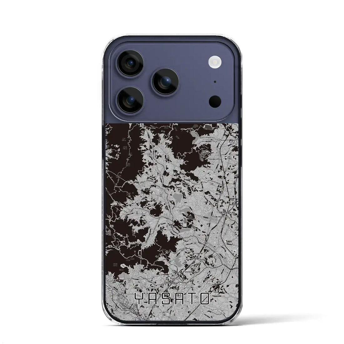 【八郷(茨城県)】地図柄iPhoneケース(クリアタイプ)モノトーン・iPhone 17 Pro Max 用