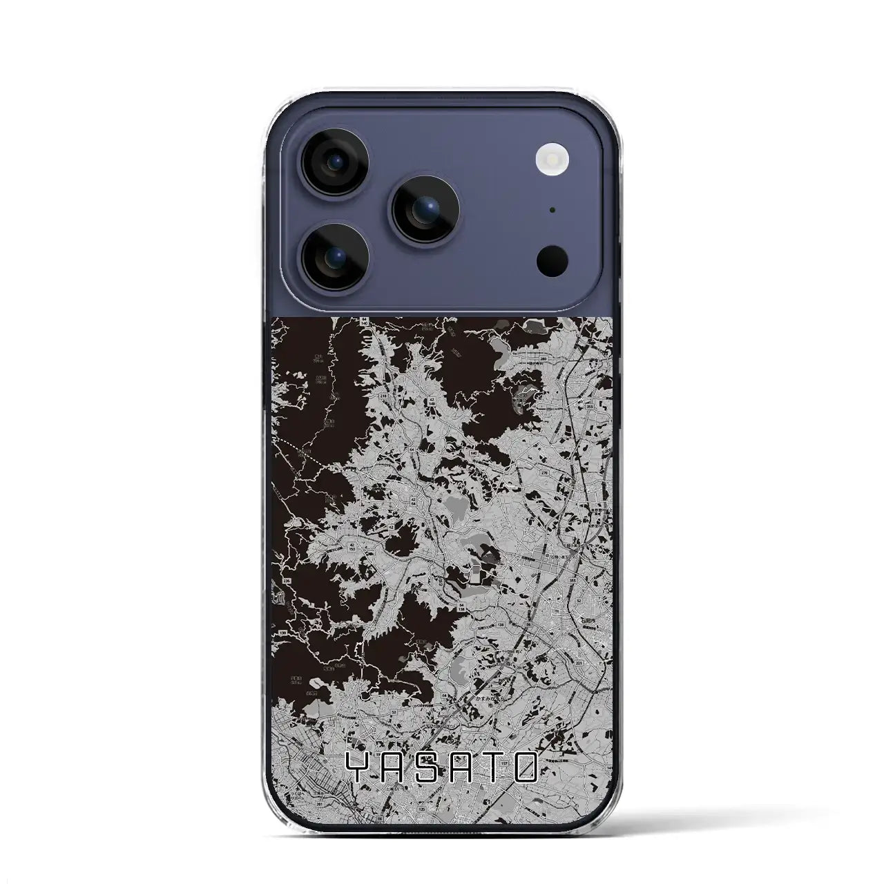 【八郷（茨城県）】地図柄iPhoneケース（クリアタイプ）モノトーン・iPhone 17 Pro Max 用