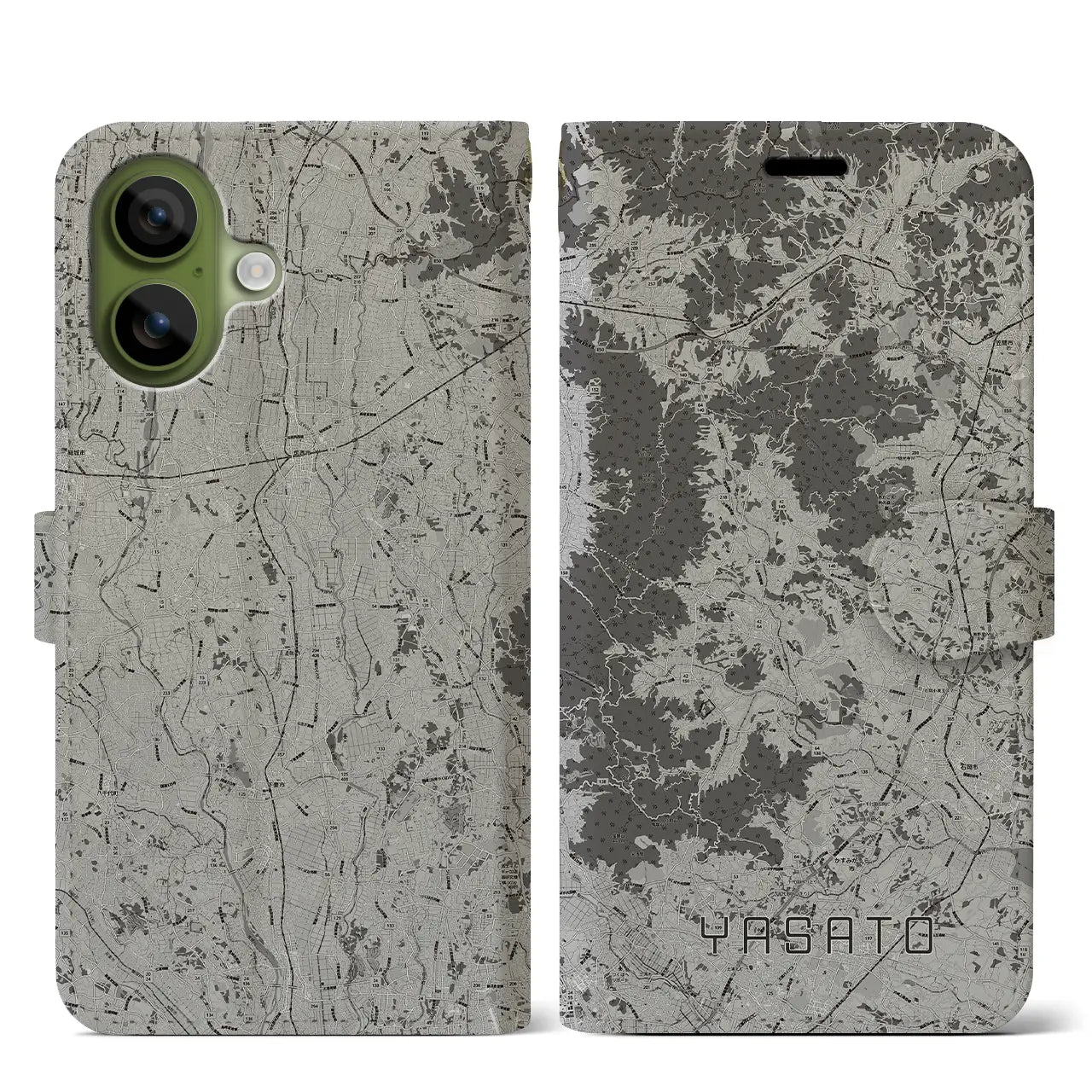 【八郷（茨城県）】地図柄iPhoneケース（手帳タイプ）
