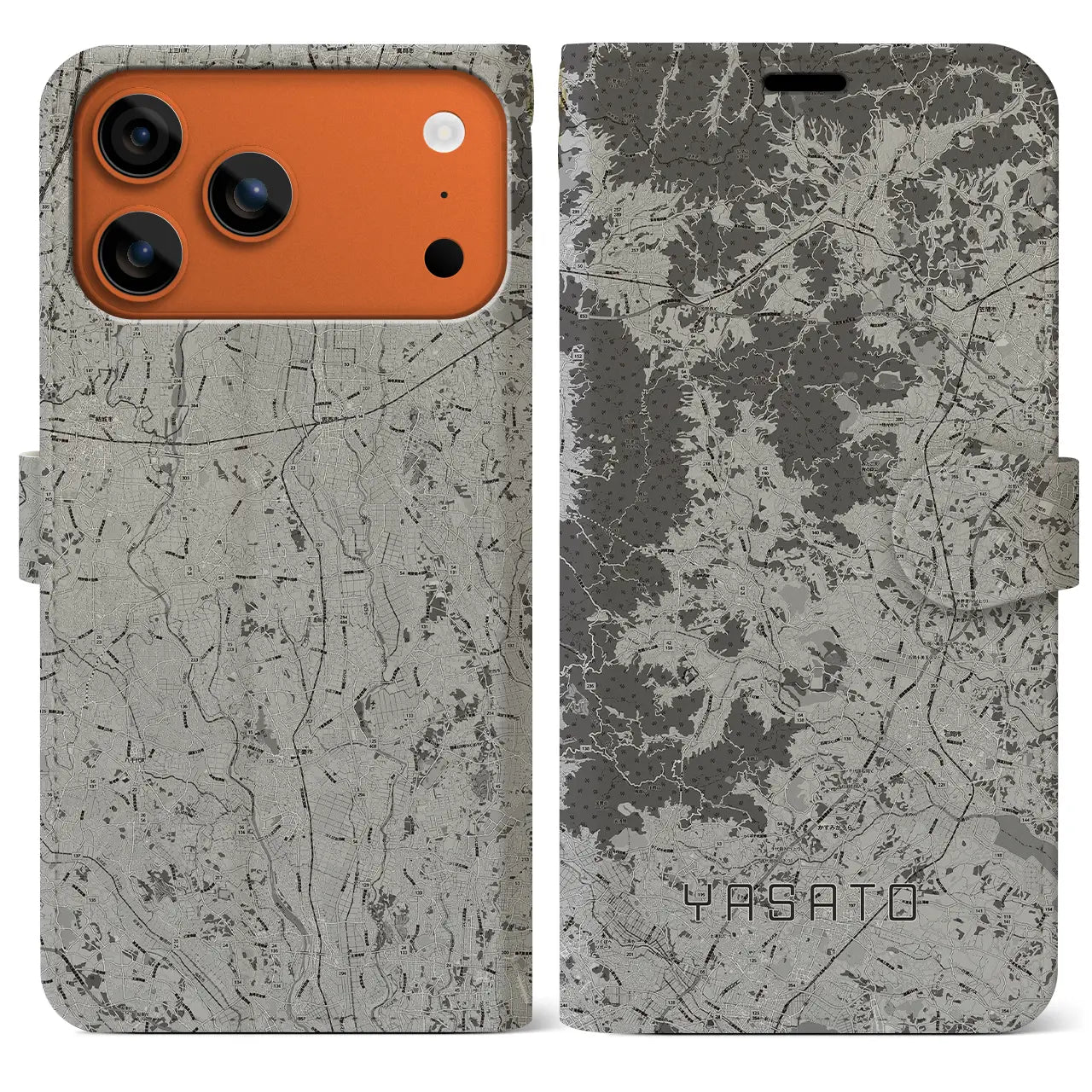 【八郷（茨城県）】地図柄iPhoneケース（手帳タイプ）