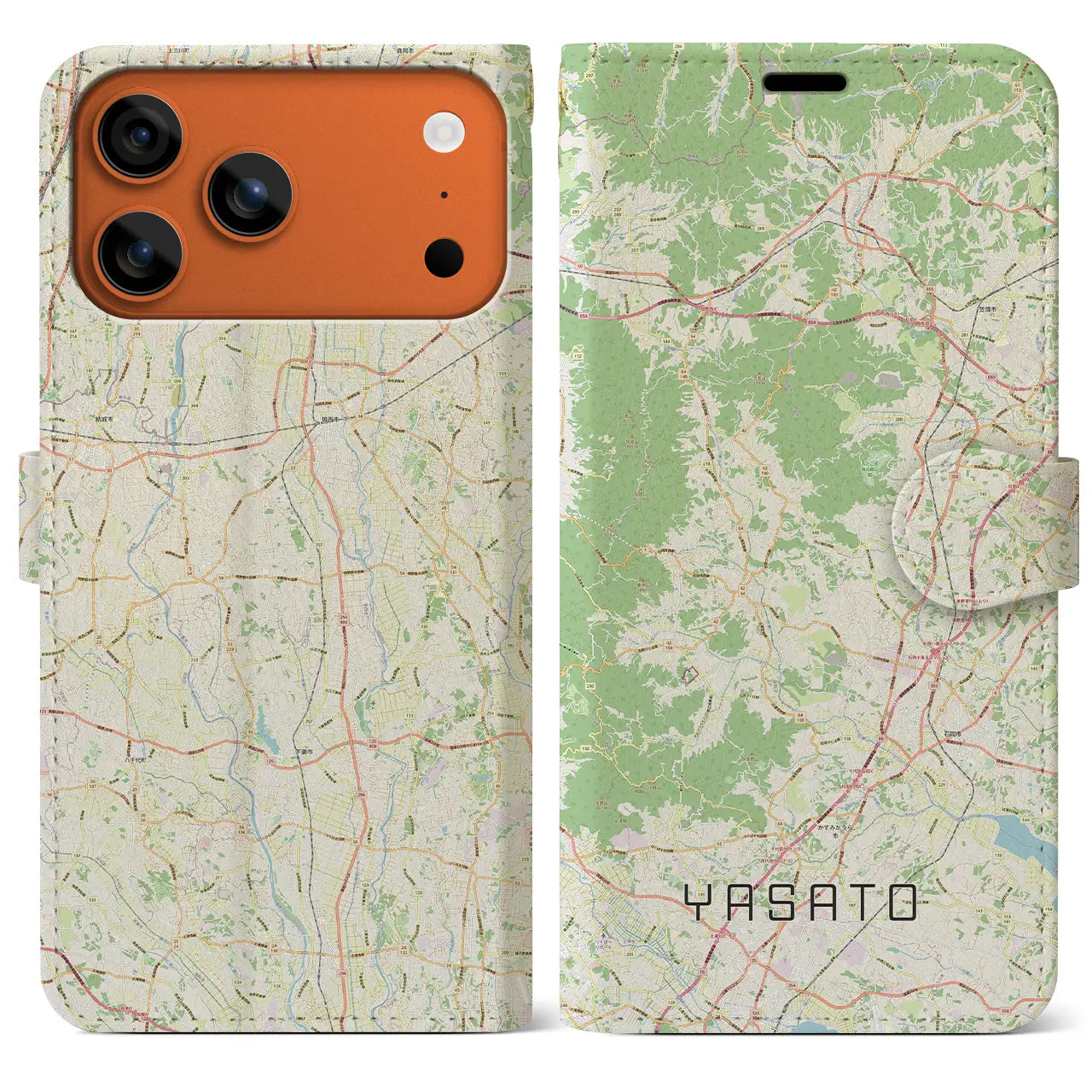 【八郷（茨城県）】地図柄iPhoneケース（手帳タイプ）