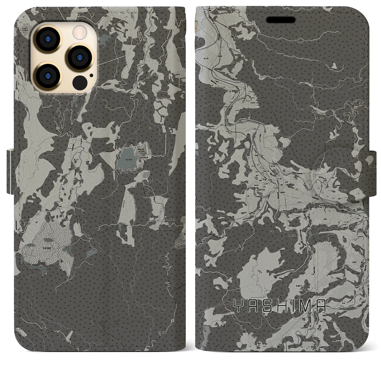 【矢島（秋田県）】地図柄iPhoneケース（手帳タイプ）