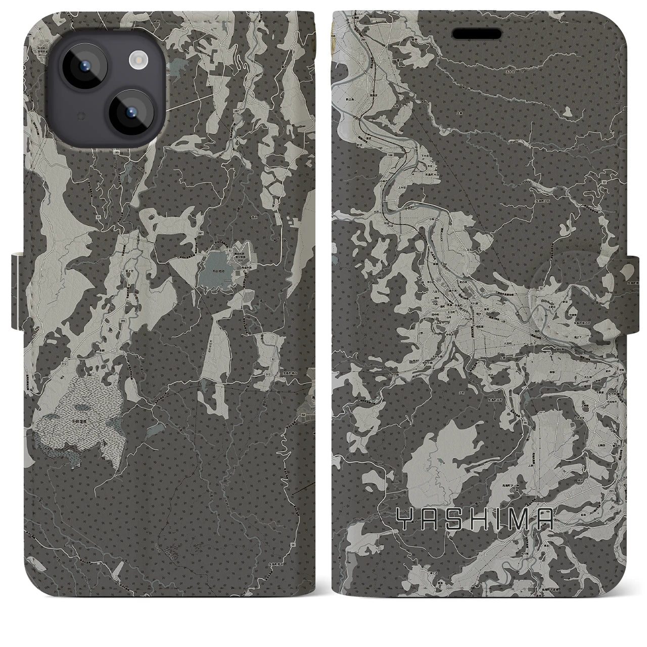 【矢島（秋田県）】地図柄iPhoneケース（手帳タイプ）