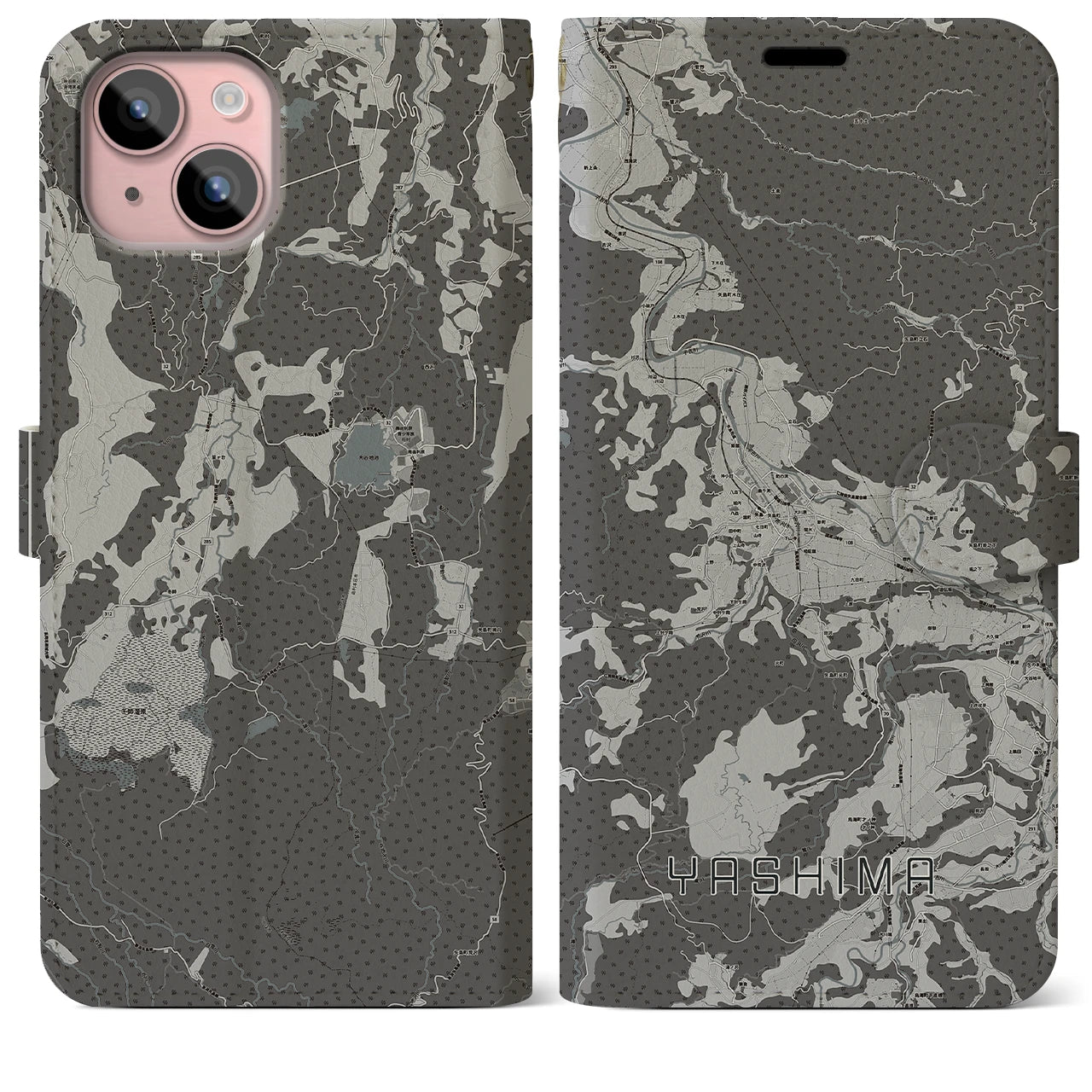 【矢島（秋田県）】地図柄iPhoneケース（手帳タイプ）