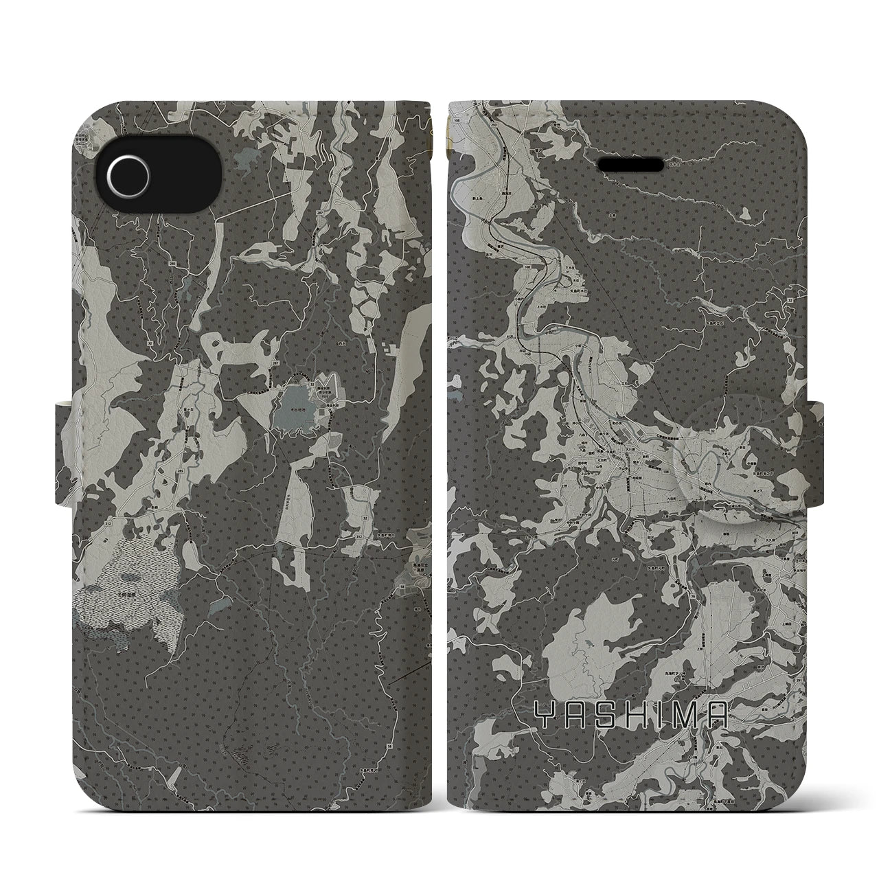 【矢島（秋田県）】地図柄iPhoneケース（手帳タイプ）