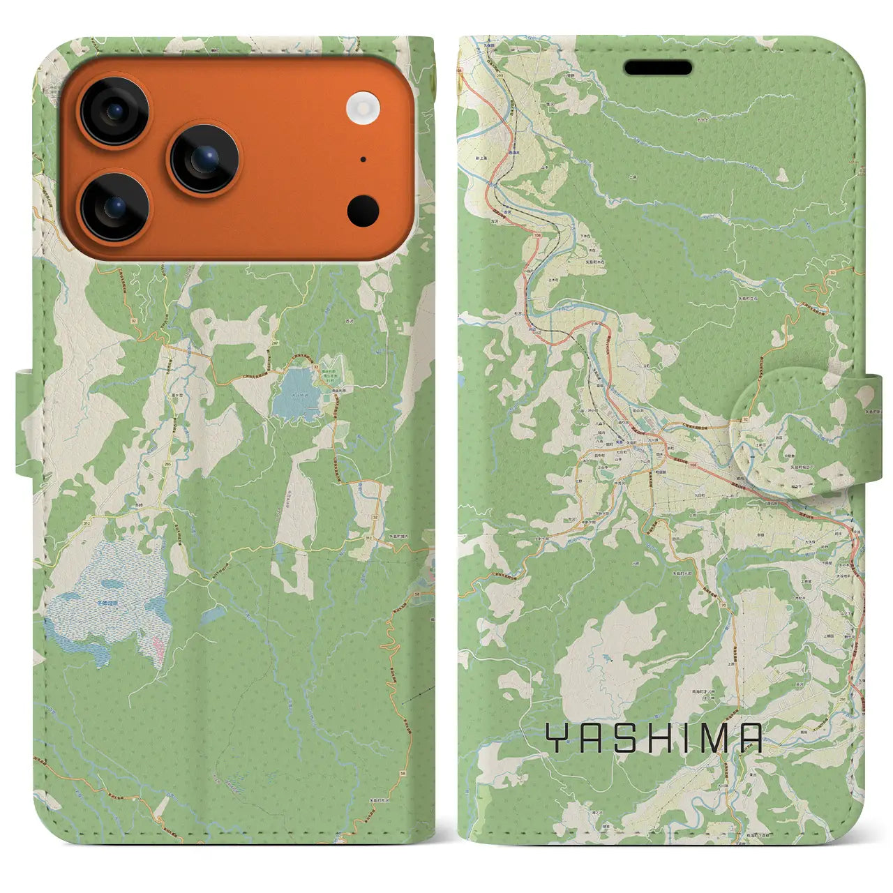 【矢島（秋田県）】地図柄iPhoneケース（手帳タイプ）