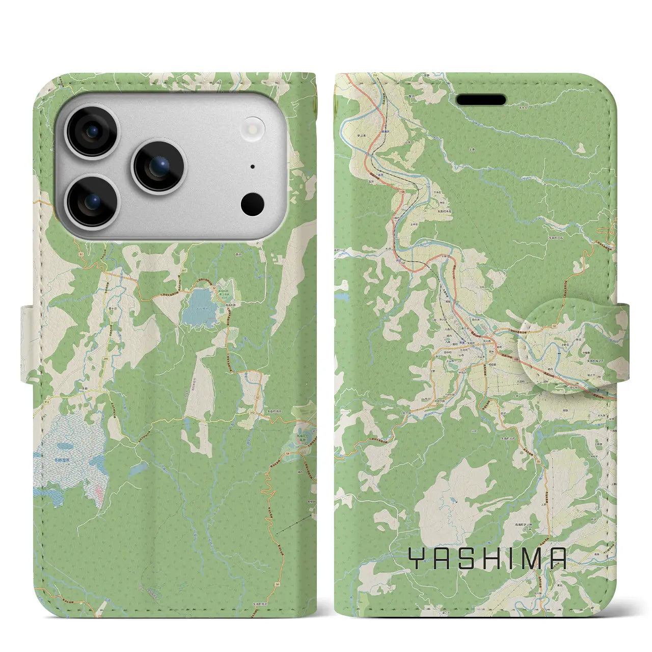 【矢島（秋田県）】地図柄iPhoneケース（手帳タイプ）