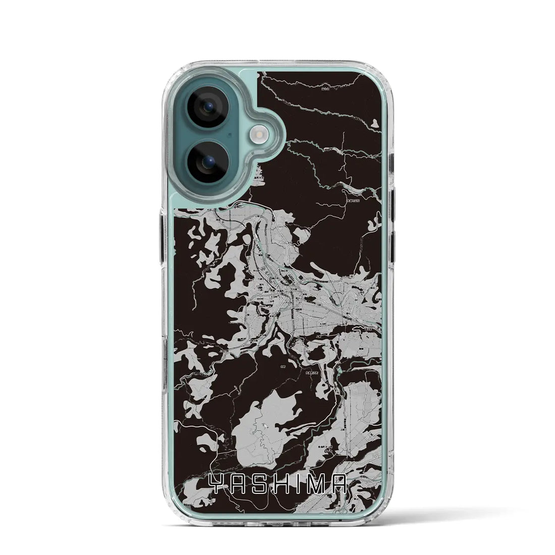 【矢島（秋田県）】地図柄iPhoneケース（MagSafeタイプ）モノトーン・iPhone 16 Pro 用
