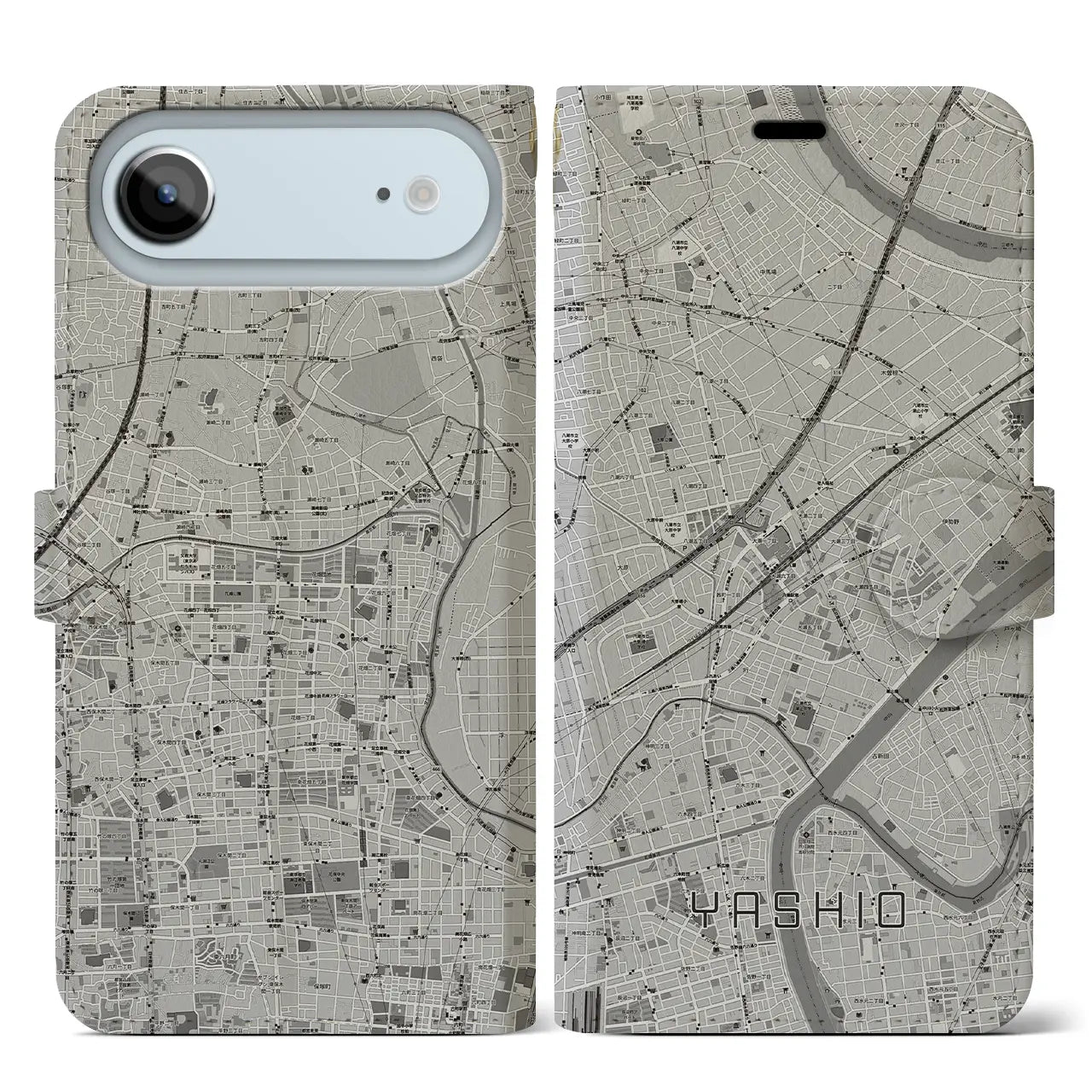 【八潮（埼玉県）】地図柄iPhoneケース（手帳タイプ）