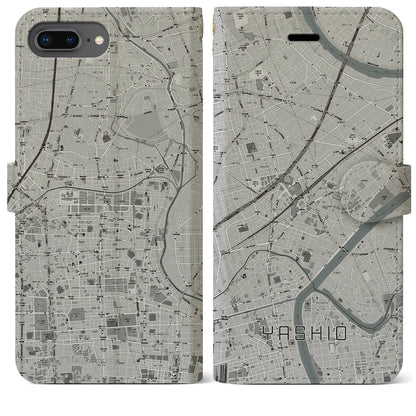 【八潮（埼玉県）】地図柄iPhoneケース（手帳タイプ）モノトーン・iPhone 8Plus /7Plus / 6sPlus / 6Plus 用