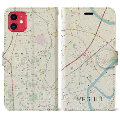 【八潮（埼玉県）】地図柄iPhoneケース（手帳タイプ）ナチュラル・iPhone 11 用