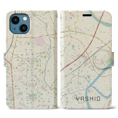 【八潮（埼玉県）】地図柄iPhoneケース（手帳タイプ）ナチュラル・iPhone 13 用