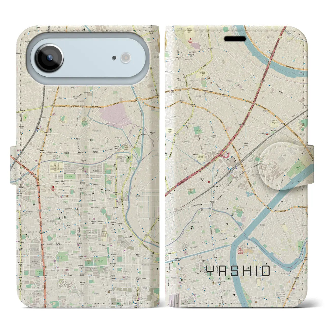 【八潮（埼玉県）】地図柄iPhoneケース（手帳タイプ）