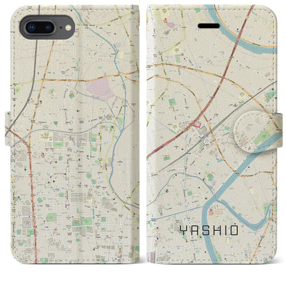 【八潮（埼玉県）】地図柄iPhoneケース（手帳タイプ）ナチュラル・iPhone 8Plus /7Plus / 6sPlus / 6Plus 用