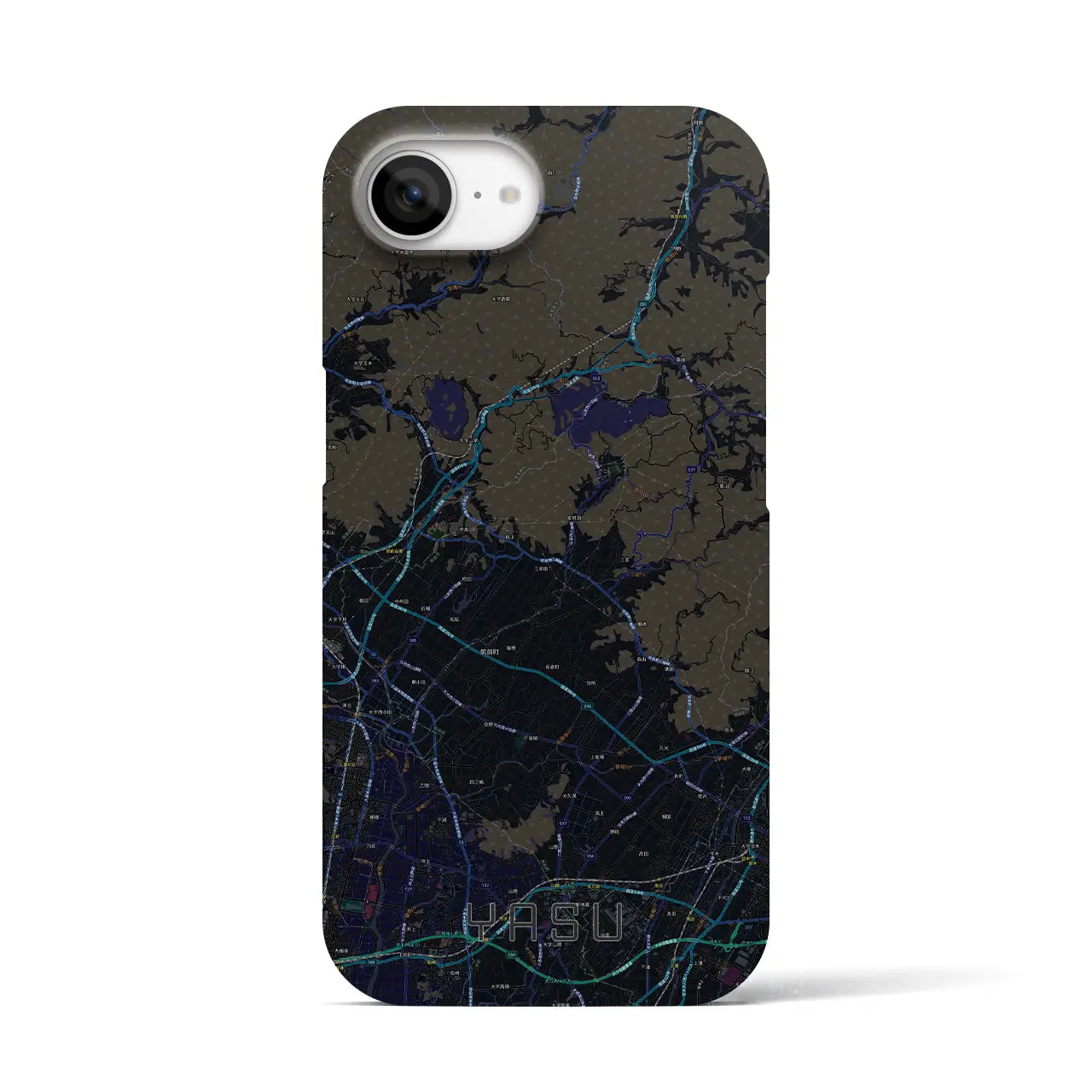 【夜須（福岡県）】地図柄iPhoneケース（バックカバータイプ）