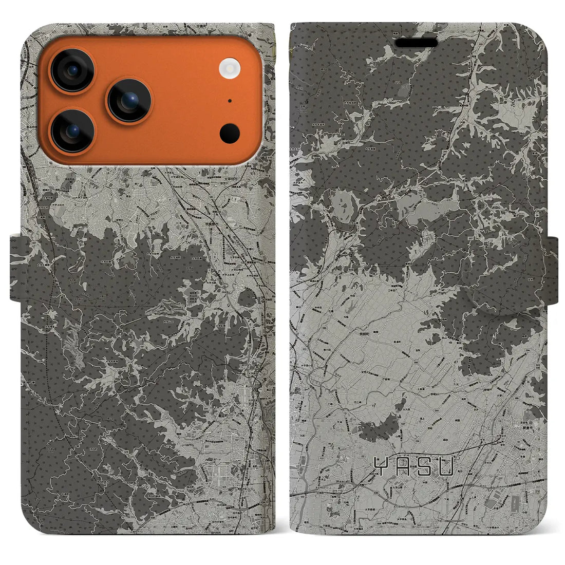 【夜須（福岡県）】地図柄iPhoneケース（手帳タイプ）