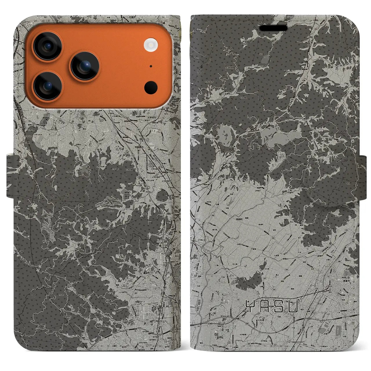 【夜須（福岡県）】地図柄iPhoneケース（手帳タイプ）