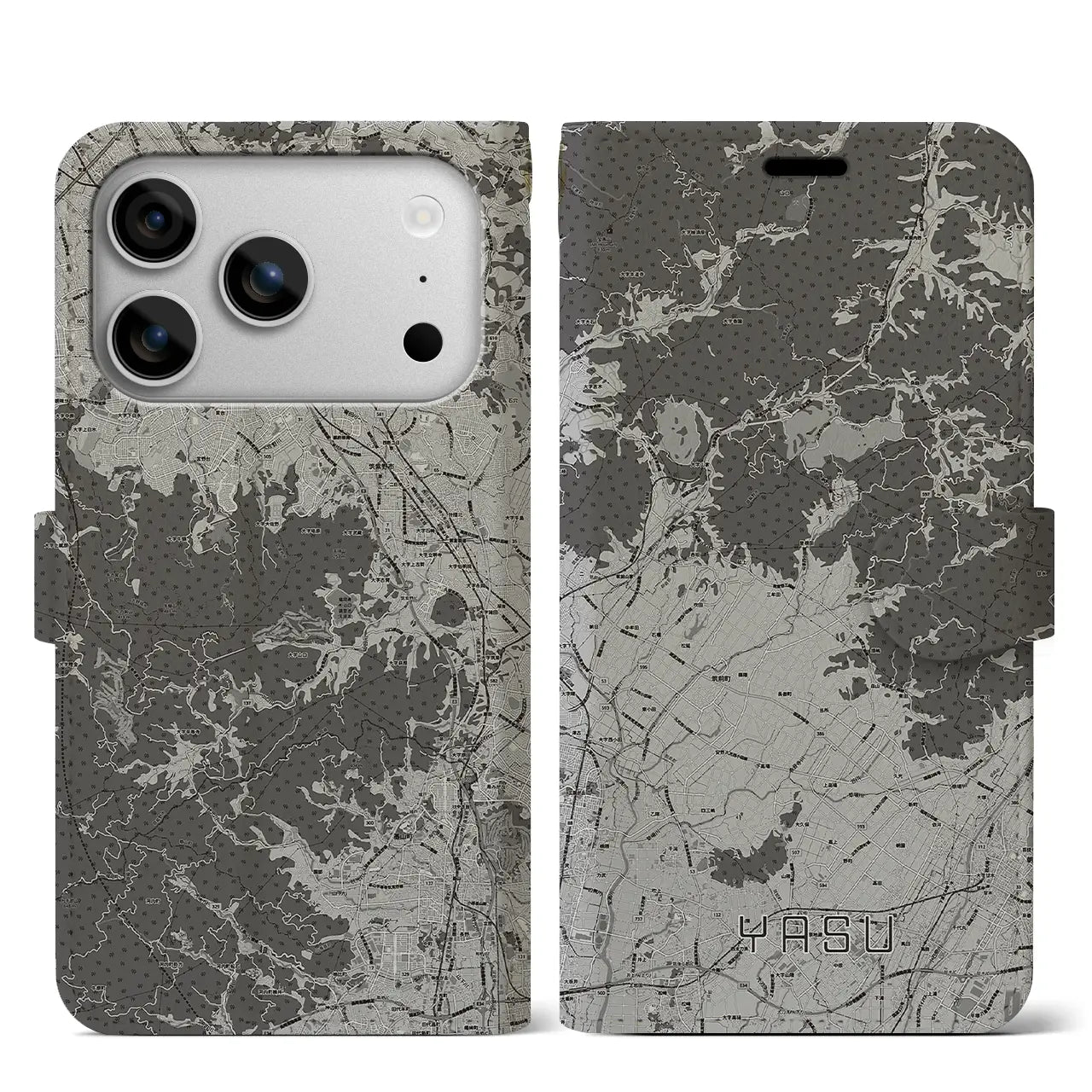 【夜須（福岡県）】地図柄iPhoneケース（手帳タイプ）