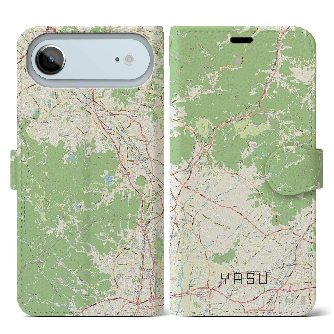 【夜須（福岡県）】地図柄iPhoneケース（手帳タイプ）
