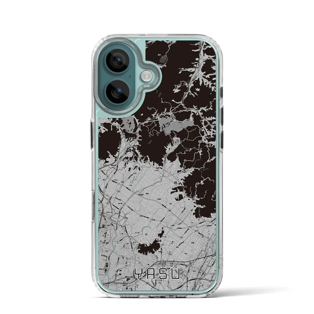 【夜須(福岡県)】地図柄iPhoneケース(MagSafeタイプ)モノトーン・iPhone 16 Pro 用