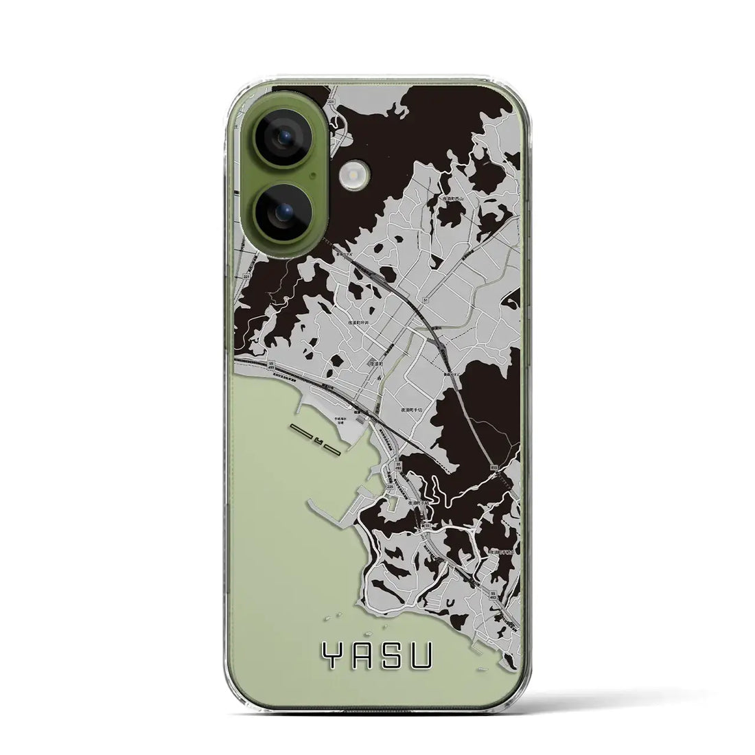 【夜須（高知県）】地図柄iPhoneケース（クリアタイプ）モノトーン・iPhone 17 Pro Max 用