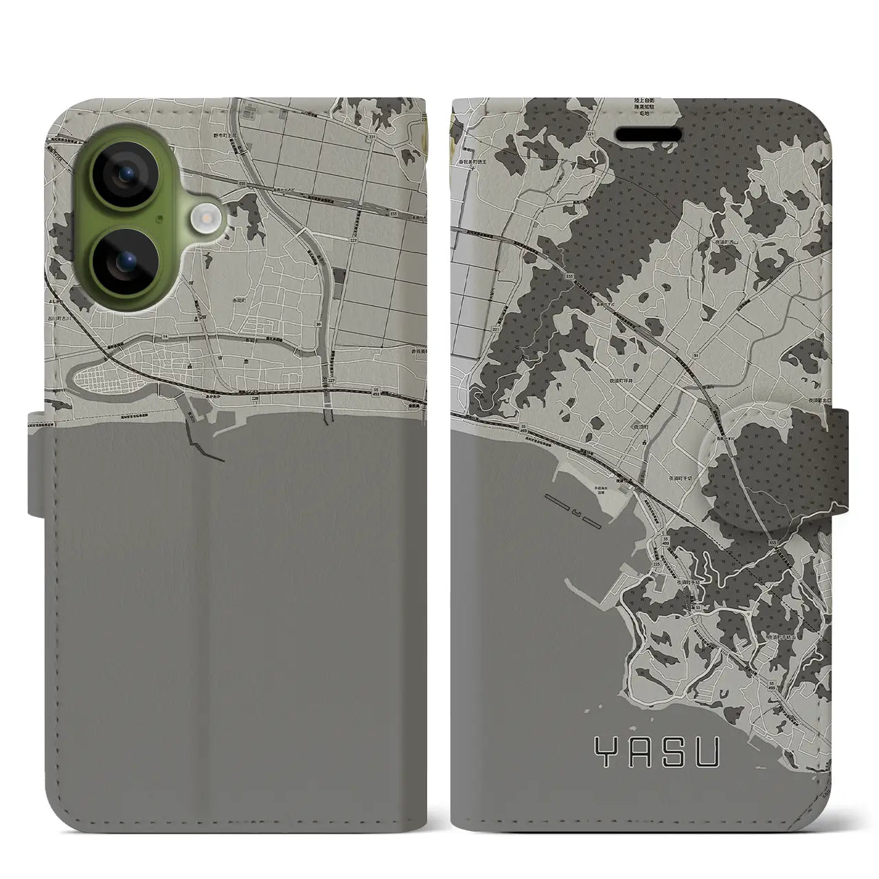 【夜須（高知県）】地図柄iPhoneケース（手帳タイプ）