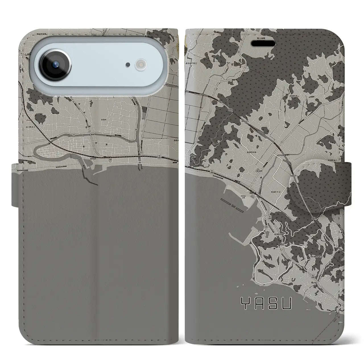 【夜須（高知県）】地図柄iPhoneケース（手帳タイプ）