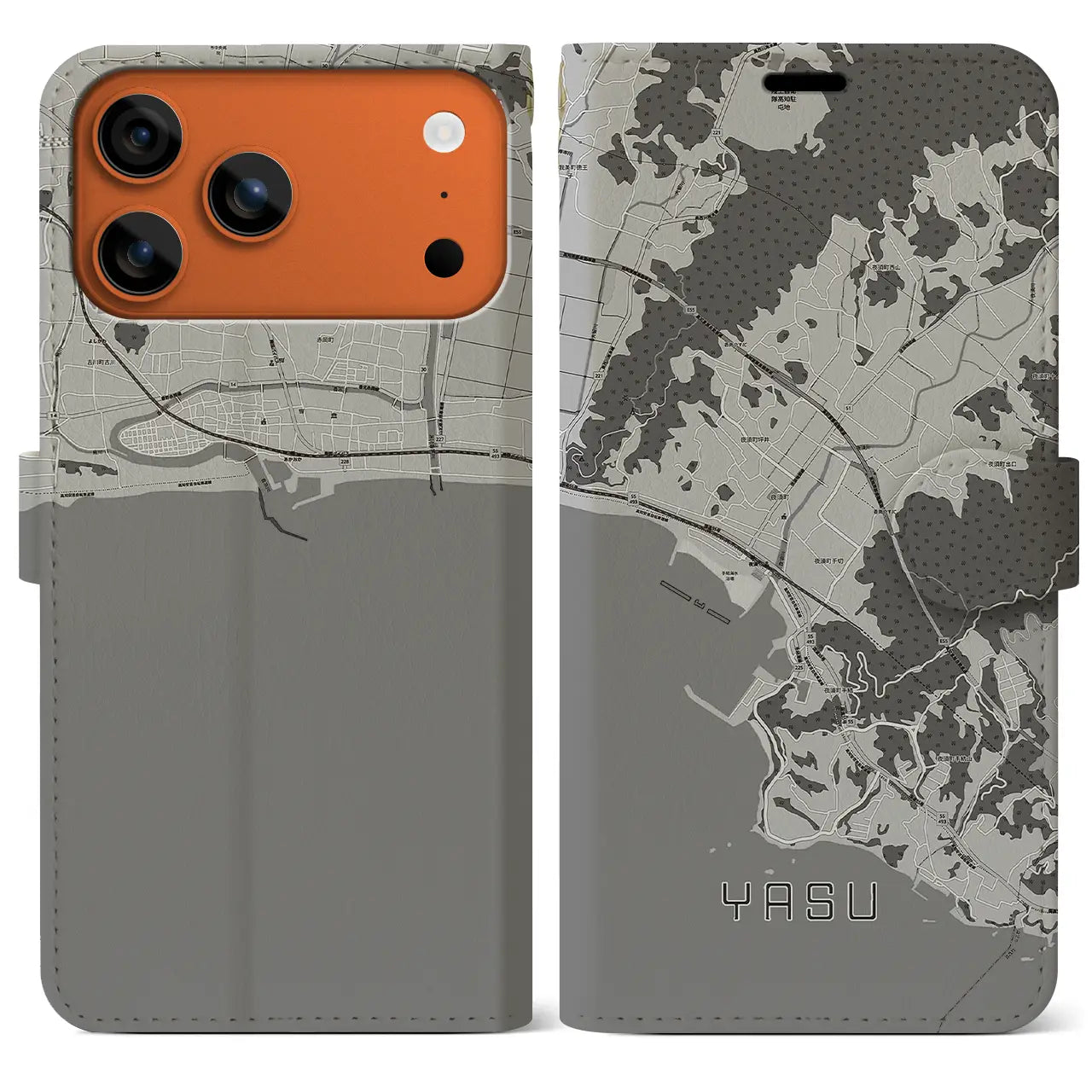 【夜須（高知県）】地図柄iPhoneケース（手帳タイプ）