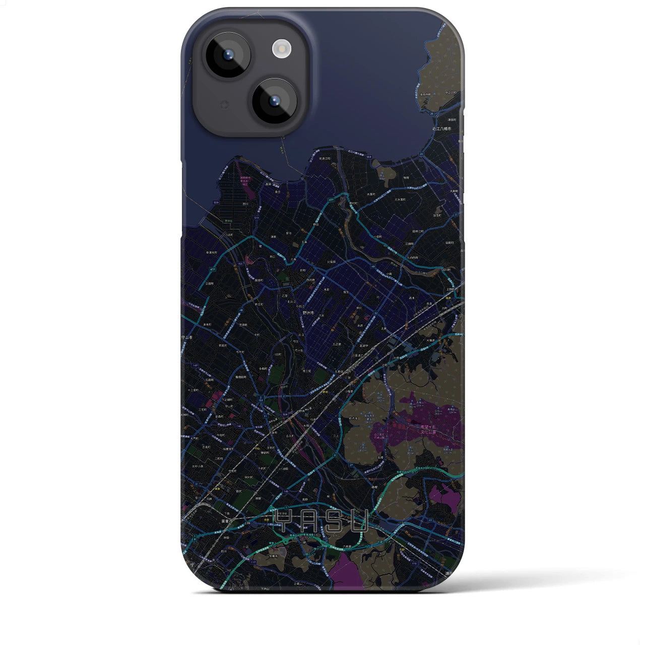 【野洲（滋賀県）】地図柄iPhoneケース（バックカバータイプ）