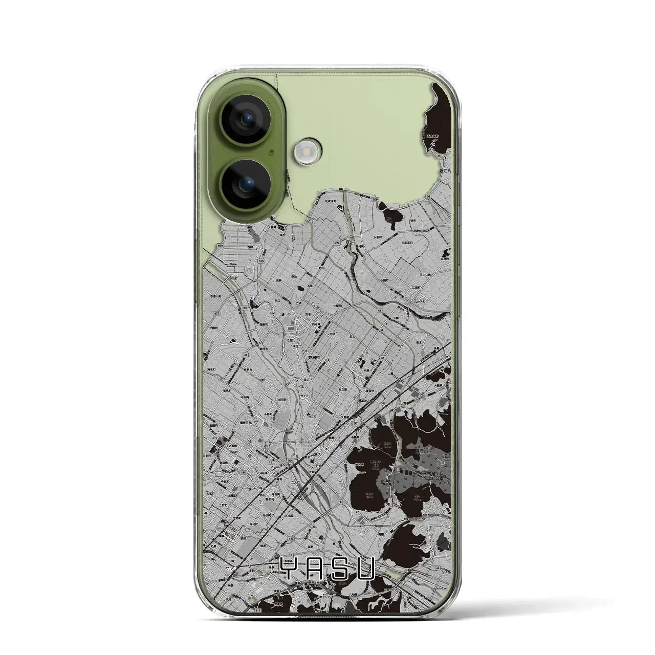 【野洲（滋賀県）】地図柄iPhoneケース（クリアタイプ）